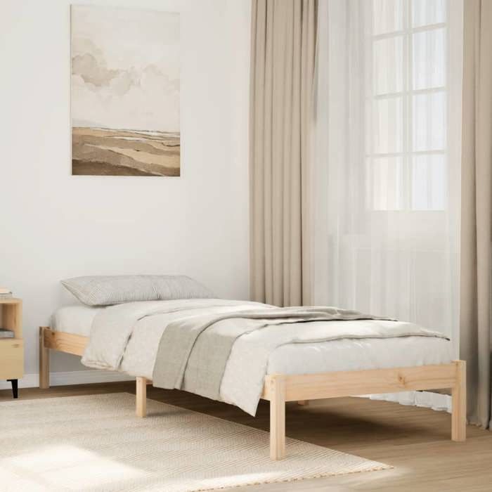 VidaXL Cadre de lit extra long sans matelas 80x220 cm bois massif pin, lit, meuble de chambre, lit en bois, lit simple, 852414