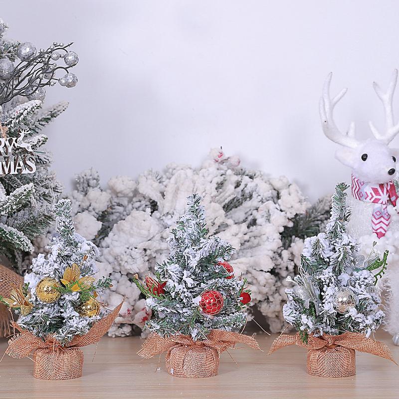 Рождественские елки для стола Искусственная рождественская елка с мешковиной в основании Зимний декор для стола Праздничные принадлежности для гостиной