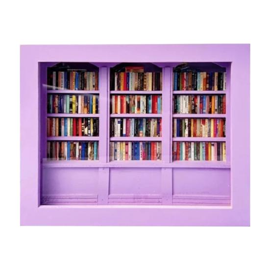 Anxiety Bookshelf Miniature Library with 200Pcs Mini Book Shake Away Your Anxiety Wooden Bookshelf Sensory Toy for Home Office Decor