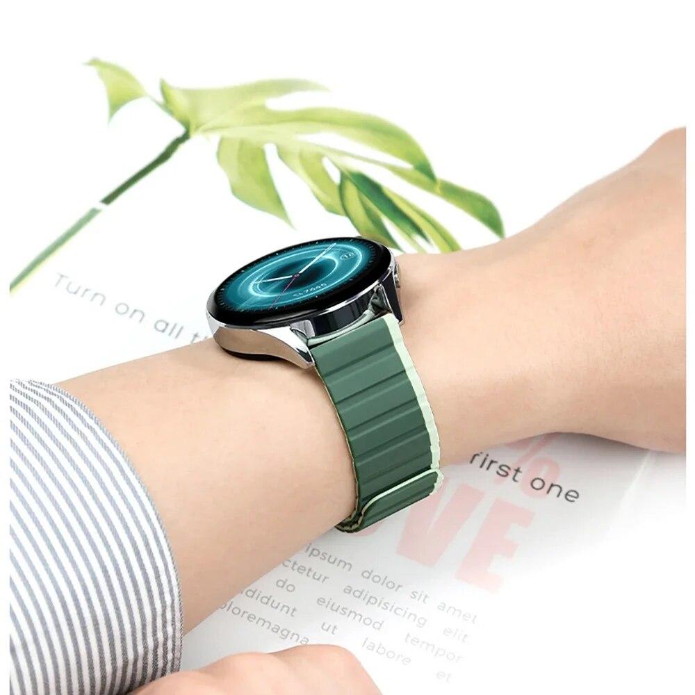 Ремешок 20 мм 22 мм для Samsung Galaxy Watch4 5 6 40/44 мм Классический 42/43/46/47 мм Магнитный силиконовый браслет Amazfit GTS 2 4 мини-ремешок