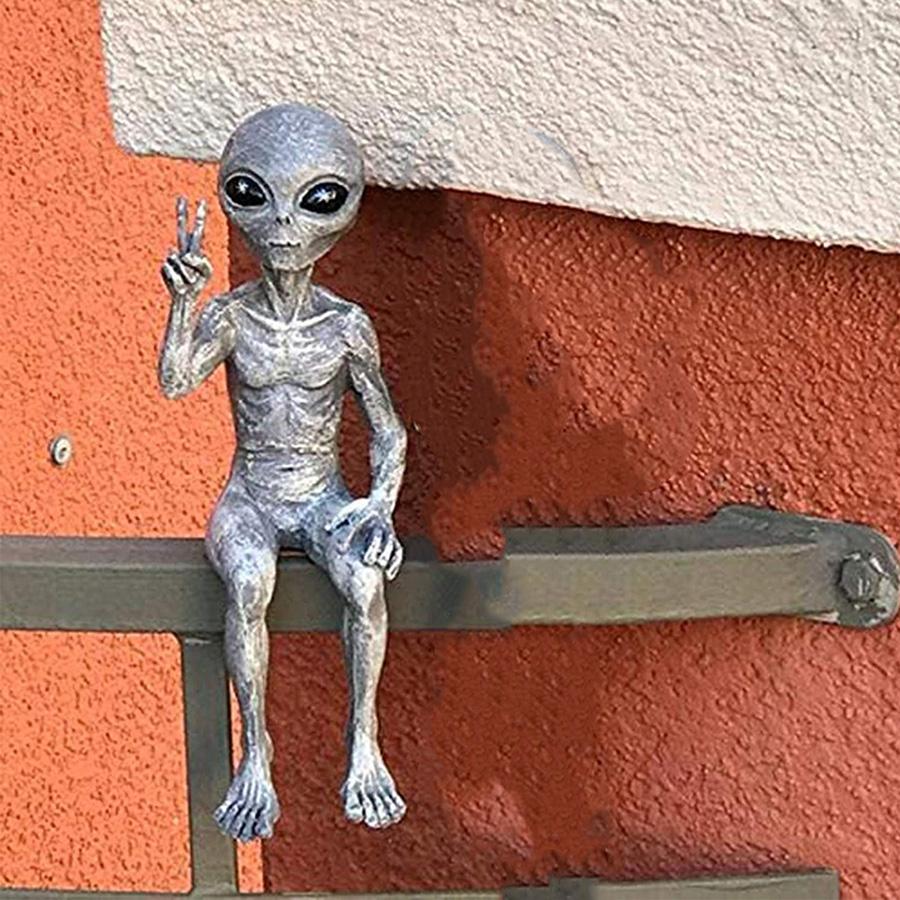 Инопланетная статуэтка, украшения, марсианская садовая фигурка, украшение для дома и улицы, смола