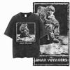 G Acid Washed Black Big Size  Cotton Astronaut Printed Unisexs Tshirt   Streetwear Cool Vintage Oneck Unisexs Tee Tshirt