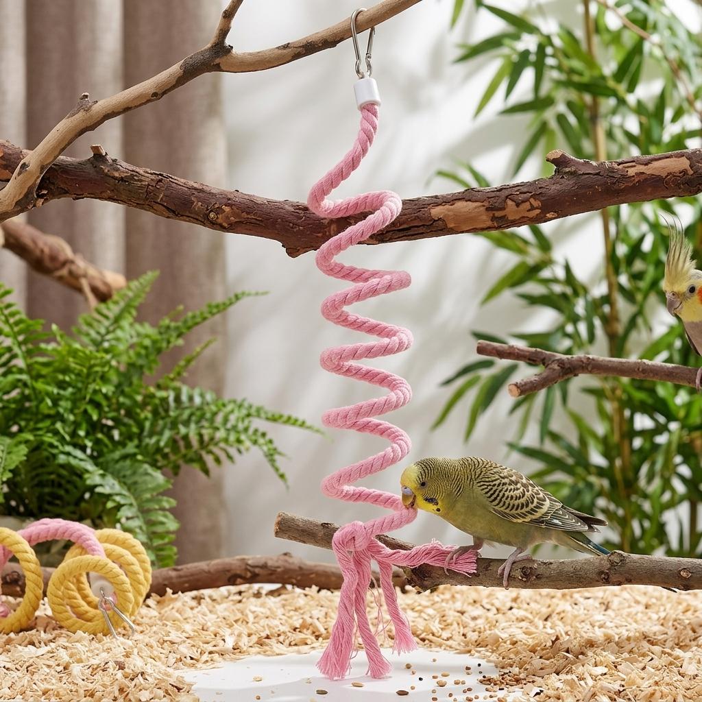 Parrot Cotton Rope Climbing Toy Swing Hoop Perch for Budgie and Cockatiel