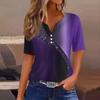 Футболки для женщин, плиссированные, с V-образным вырезом, нарядные, повседневные блузки с принтом, короткие рукава, летние топы, свободный крой