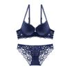 Karim Бюстгальтер на косточках и трусики Красивая грудь Милый и темно-синий Женский комплект, Улучшение, Нижнее белье, Сексуальный, Полностью кружевной, Прозрачный, (военно-морской флот, (34/75AB))