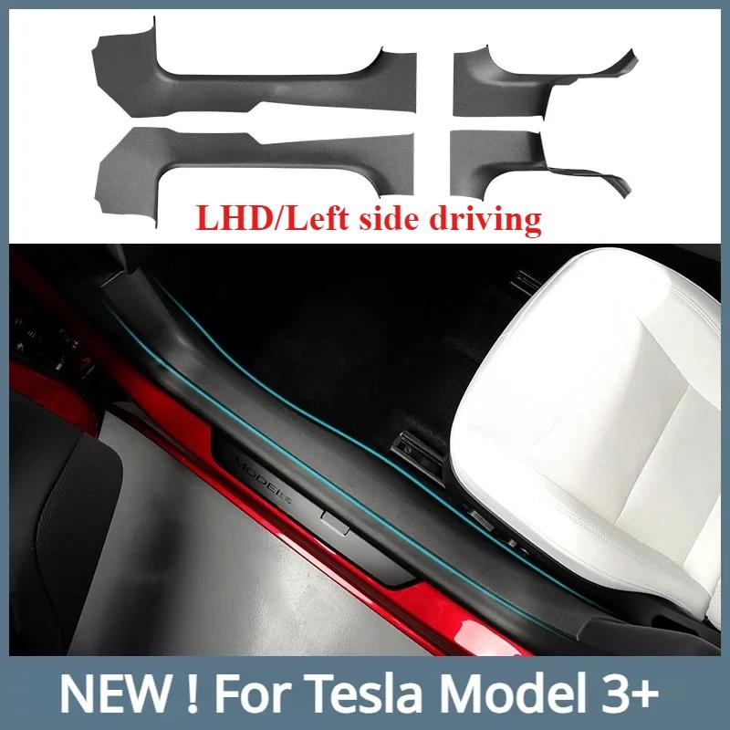 For Tesla Model 3+ Highland Front Car Door Sill Edge Protective Strips Welcome Pedal Threshold Strip Central Control Side Guards