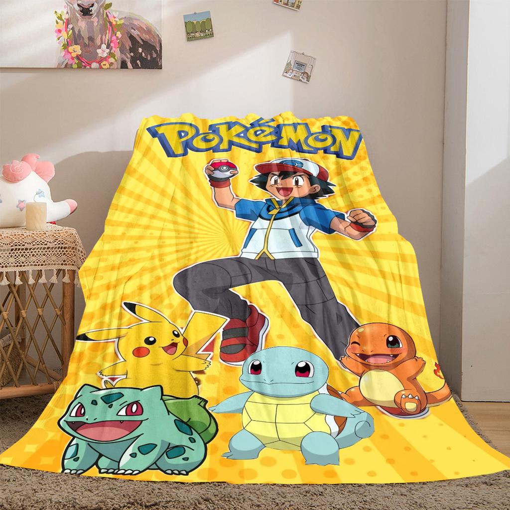 Pokemon Anime Print Blanket Warm Comfortable Flannel Cover For Bedrooms, Sofas, Beds, Chairs LXR125