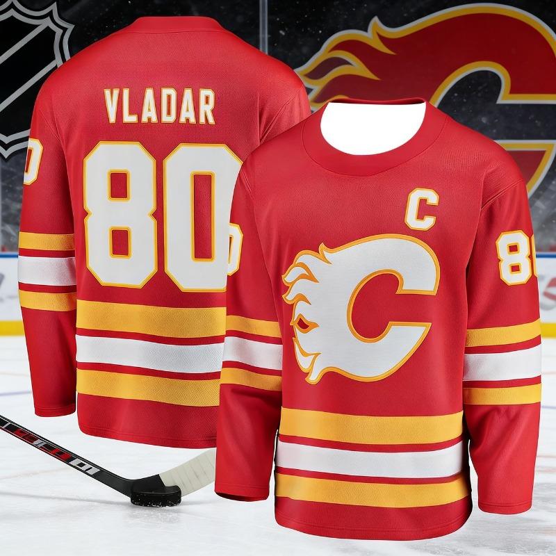 Мужская новая модель Calgary Мужская спортивная рубашка для хоккея на льду 3D-печать Прорывной стиль Красный Мяч Игра Длинный рукав Детская