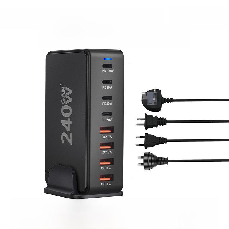 Многопортовое зарядное устройство USB GaN мощностью 268 Вт: Мощная настольная зарядная станция для мобильных телефонов и ноутбуков.