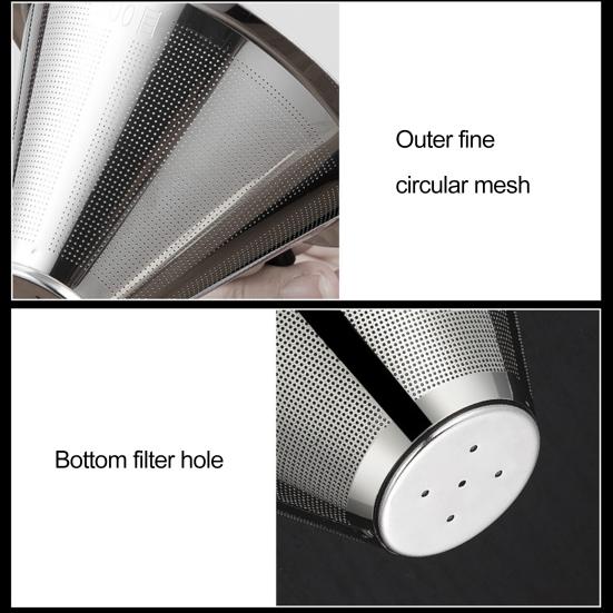 Coffee Filter Easy To Clean Stainless Steel Coffee Cone Filter Reusable Fine Mesh Strainer for Home Kitchen