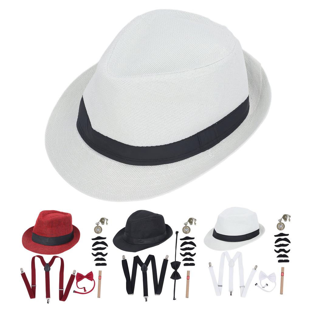 Костюм дедушки 1920-х годов, комплект со шляпой, карманными часами, поддельными сигарами, подтяжками, бородой, галстуком-бабочкой, 100 дней