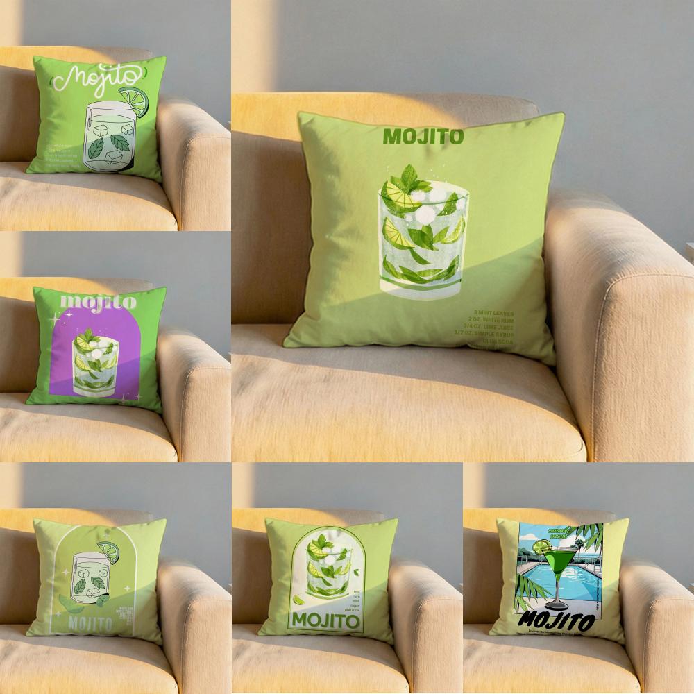 Mojito Cocktail Art Cushion Cover Soft Reversible Durable Pillow Cover MultiScene Use for Home Car Daily Comfort