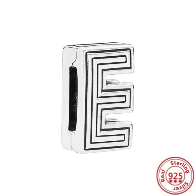 Стерлингового серебра 925 пробы, бусины, буквы, сердце, листья, круг, сверкающие клипсы, подвески, подходят для браслета с отражениями, ювелирные украшения