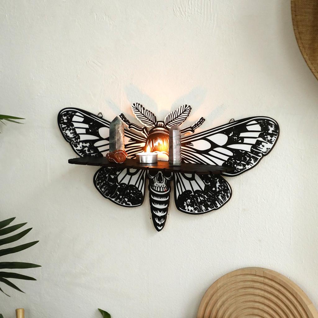 Death Head Moth Metal Wall Decor Black Wall Hanging Decor Gothic Silhouette Wall Art for Bedroom Living Room Bathroom Office Garden Wall Decoration