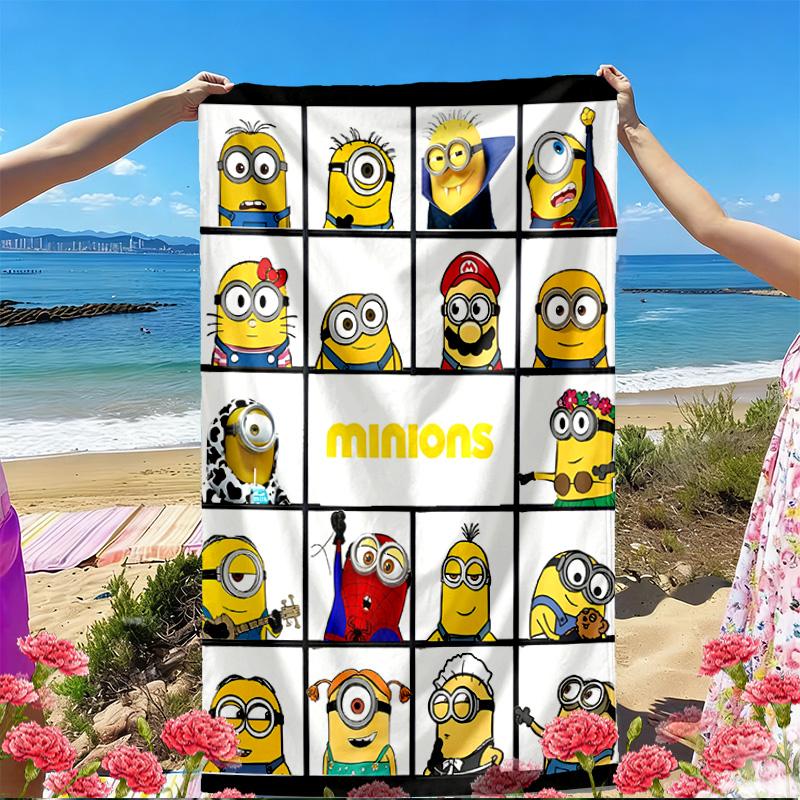 Minions Print Beach Towel, Versatile Lightweight Absorbent Beach Towel for Pool Surf Yoga Bathroom, Perfect Birthday Holiday Gift