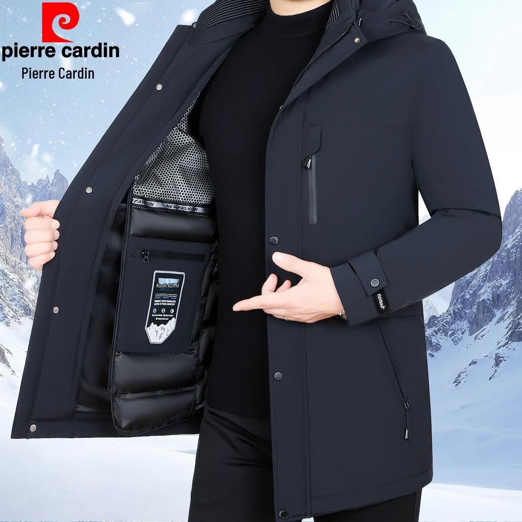 Мужская зимняя куртка Pierre Cardin 2025 с отстегивающейся подкладкой, на гусином пуху - Толстая, теплая, средней длины