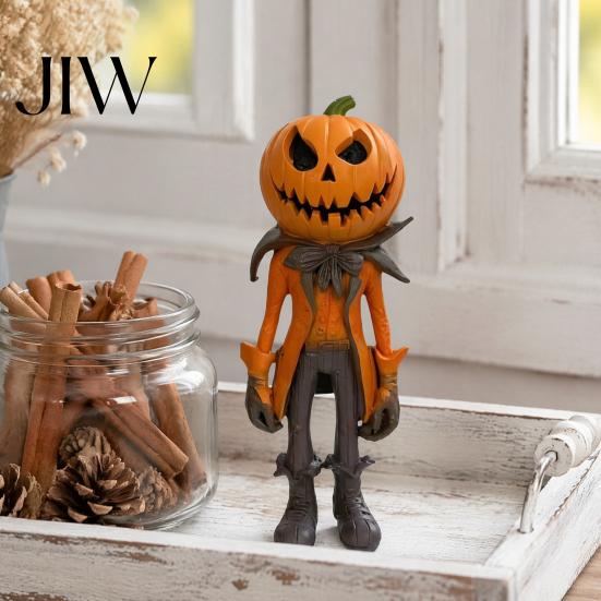 Autumn Home Ornament Pumpkin Witch Figurine, Spooky Halloween Statue with Lantern, Figurine Vintage Gothic Resin for Tabletop Mantel Shelf Decor