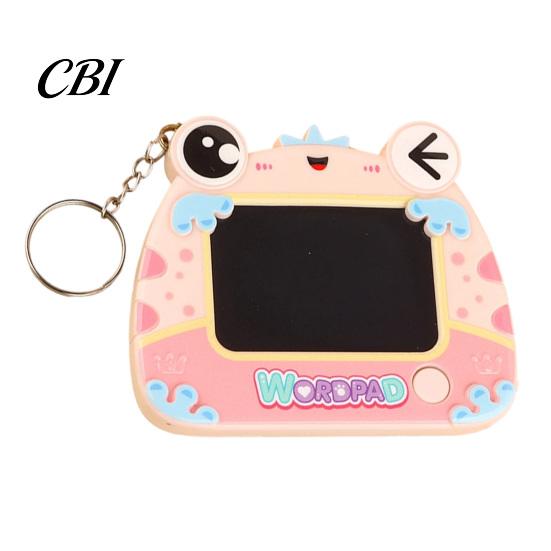 Reusable Writing Pad Mini Drawing Board Keychain for Kids, Cartoon Frog with Key Ring, Hanging Doodle Sketch School Bag LCD Tablet Pendant