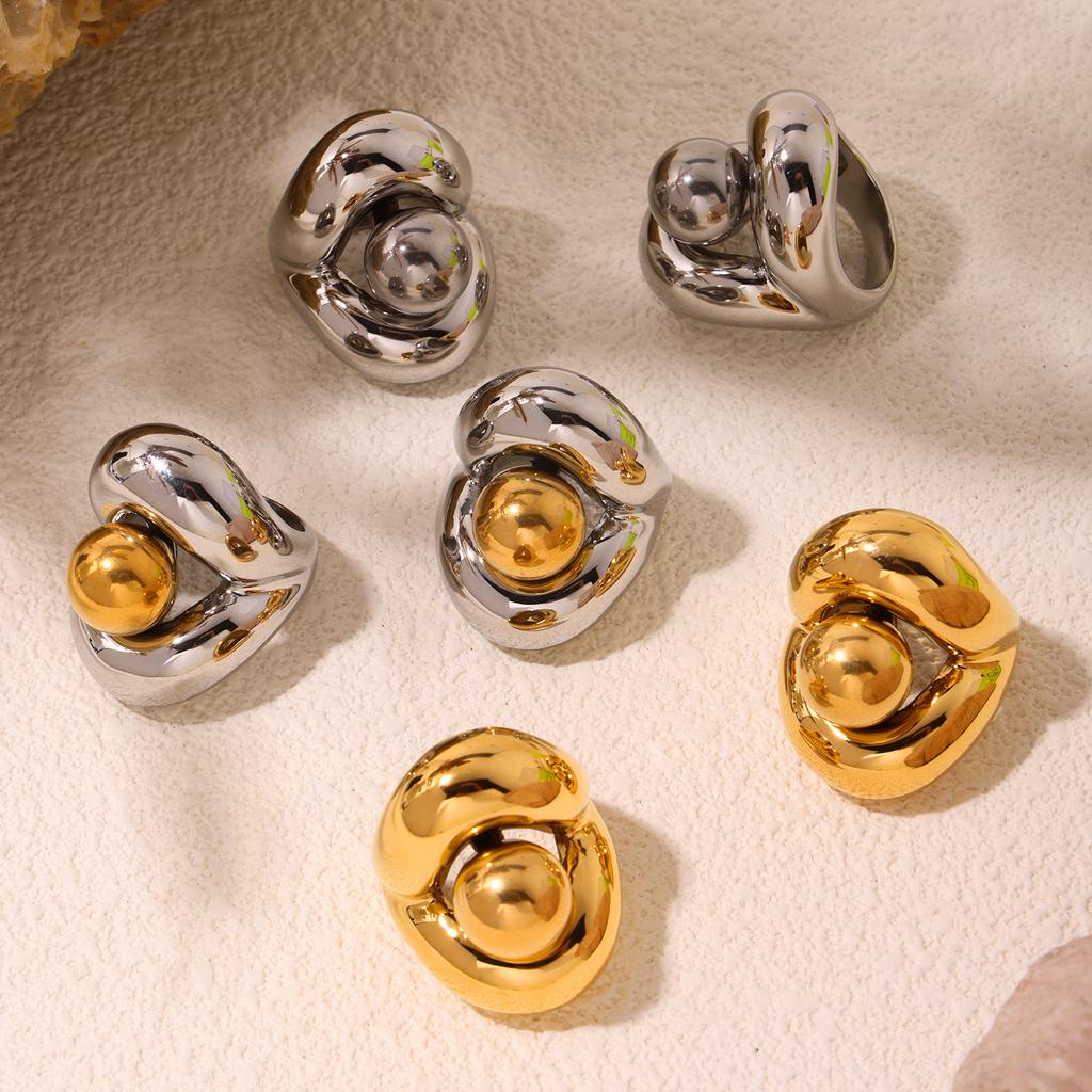 Кольцо из цинкового сплава цвета золота из нержавеющей стали для женской моды, полые сферические массивные кольца, женский панк, роскошный циркон