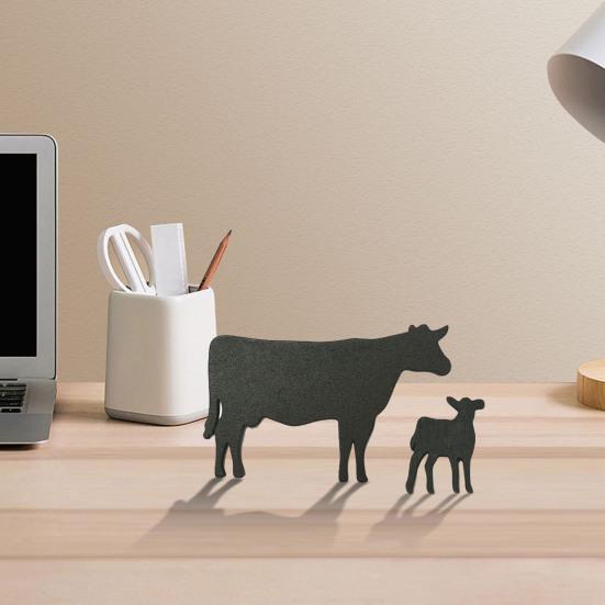 Black Cow Wooden Decoration Farmhouse Rustic Cattle Sign Home Office Living Room Desktop Table Farm Animal Ornament Birthday Christmas Gift