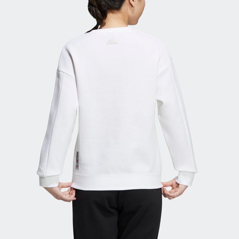 Adidas Sweatshirts Women's White Crew Neck Moderate Regular HC2806