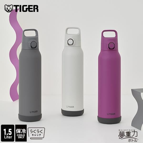 [Модель с интегрированной прокладкой] Бутылка для воды Tiger Corporation, 1,5 литра, Легко открывается одной рукой с помощью ручки, Вакуумная термоизолированная бутылка из нержавеющей стали с кнопкой
