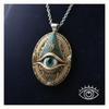 Glass Mosaic Pendant Necklace Elegant Elliptical Design All Seeing Eye Pendant Necklace  Punk Style