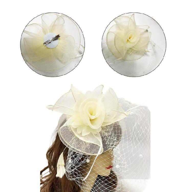 Cocktails Party Feather Mesh Flower Hat Hair Clip Fascinator Hat Church Hat 1920s Flower Bowler Hat Roleplay Headpiece