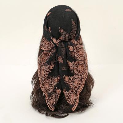 Квадратный шарф из пряжи с цветочной вышивкой, кружевной хиджаб, головной платок, повязка на голову, летняя дышащая бандана для женщин, элегантный тюрбан, обертка для волос