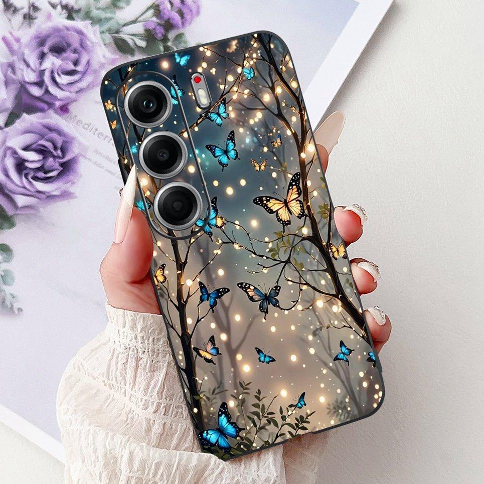 Чехол для телефона Tecno Camon 40 Pro 5G CM7 Camon40 40Pro Роскошный Бабочка Цветок Девичий 2D Печатный Корпус Мягкая Матовая ТПУ Задняя Крышка