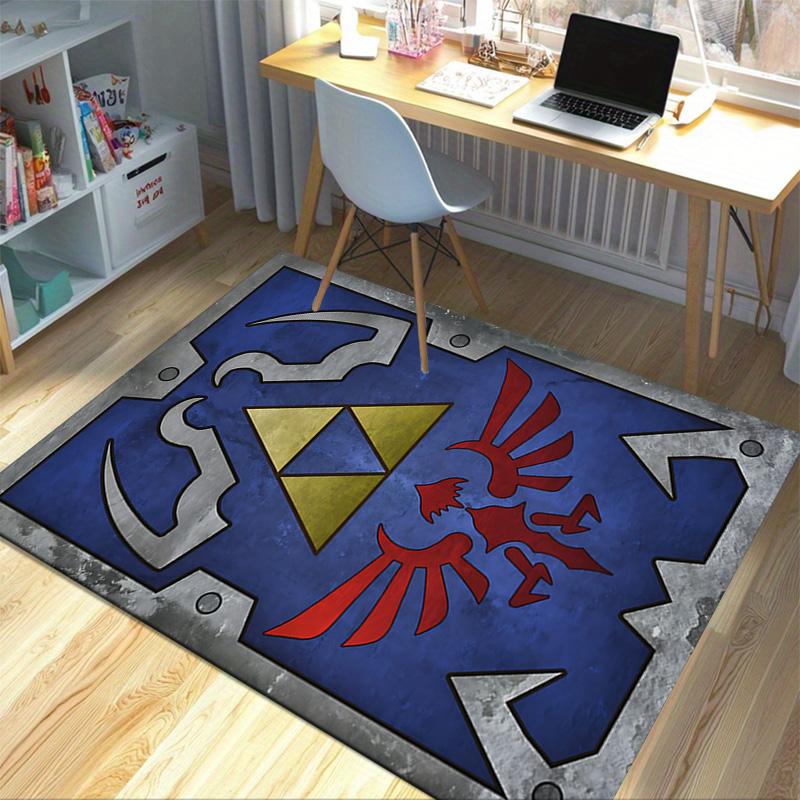 1pc Hylian Shield Legend Artwork Carpet for Playroom Bedroom Living Room Sofa Home Decor,kids Game Area Rug Non-slip Floor Mat Y826140