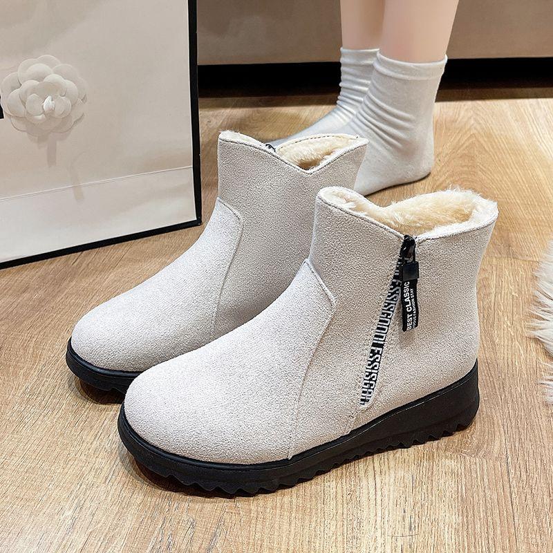 Зимние ботинки женские теплые плюшевые зимние ботинки для женщин ботильоны женские на молнии нескользящие мокасины женские повседневные удобные ботинки на плоской подошве