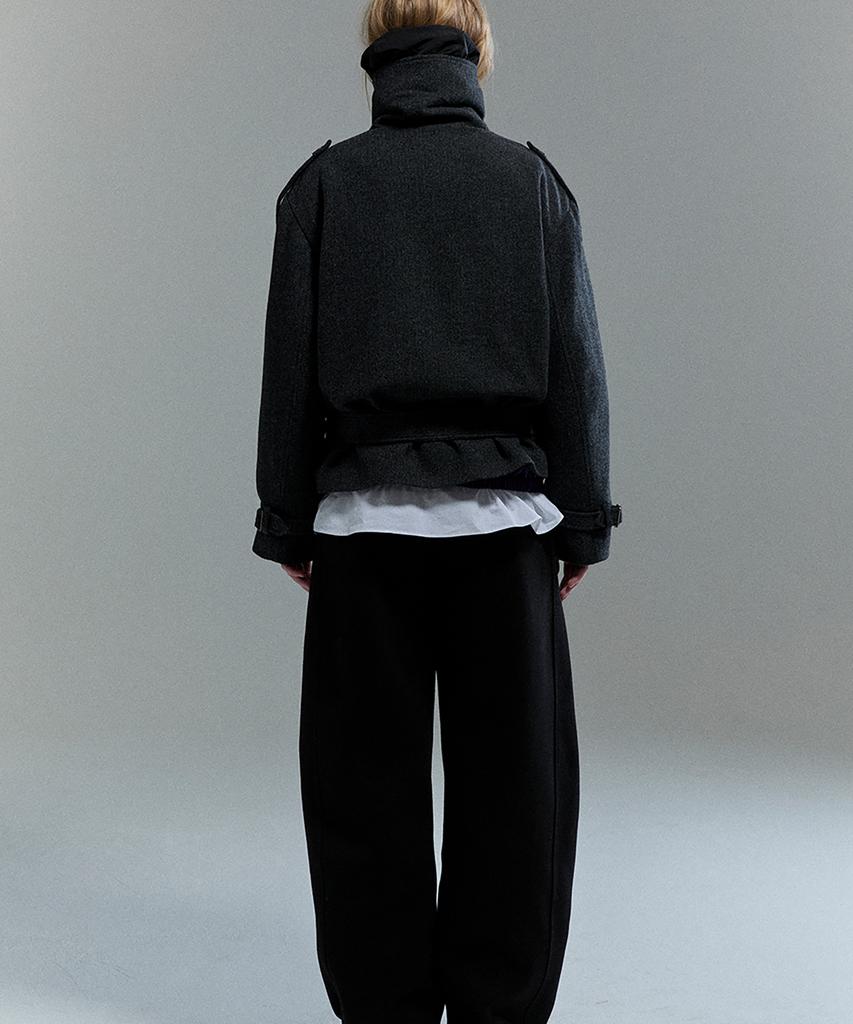COCANCL Pure Wool Neck Hug Short Coat