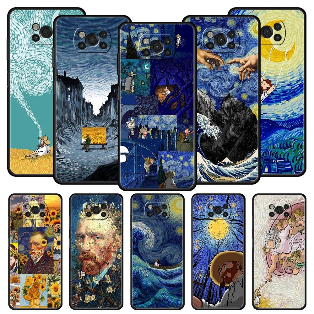 Art Aesthetic Van Gogh Starry Case For Xiaomi Poco X4 X3 NFC F3 M3 M4 Mi Note 10 12 11 Ultra 11T Pro 10T Lite 9T 11i 11X Cover
