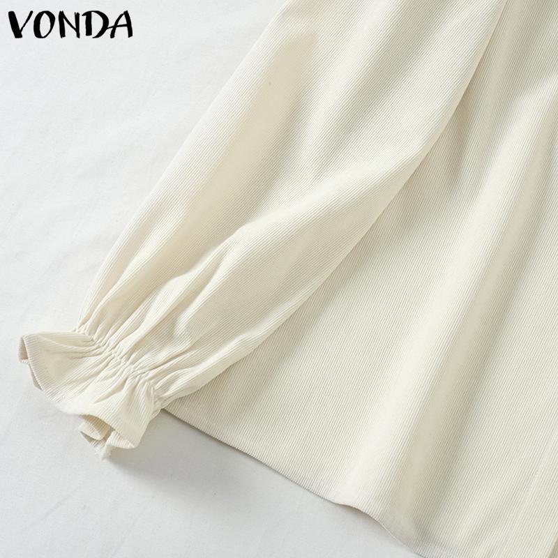 VONDA Женские летние блузки с длинным рукавом и лацканами