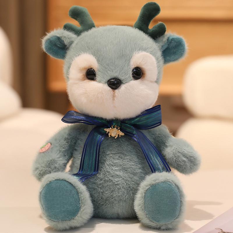Cute Bow Decoration Deer And Bear Plush Toy Doll For Kids And Gift Giving