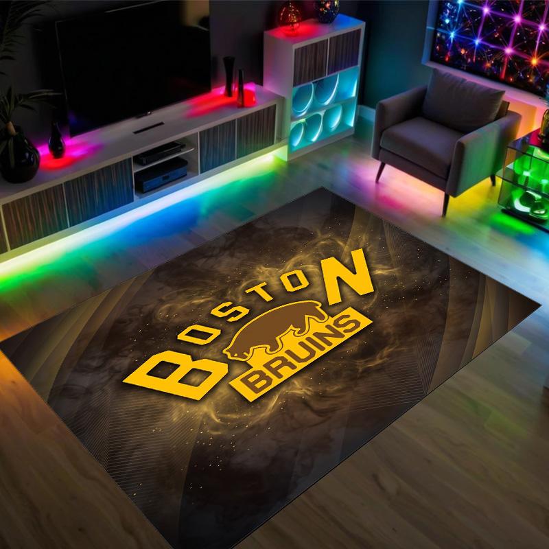 Дизайн Boston Bruins Кристальный Велюровый Ковер Уютный Не?Нескользящий ковер с принтом для спальни, гостиной, прихожей
