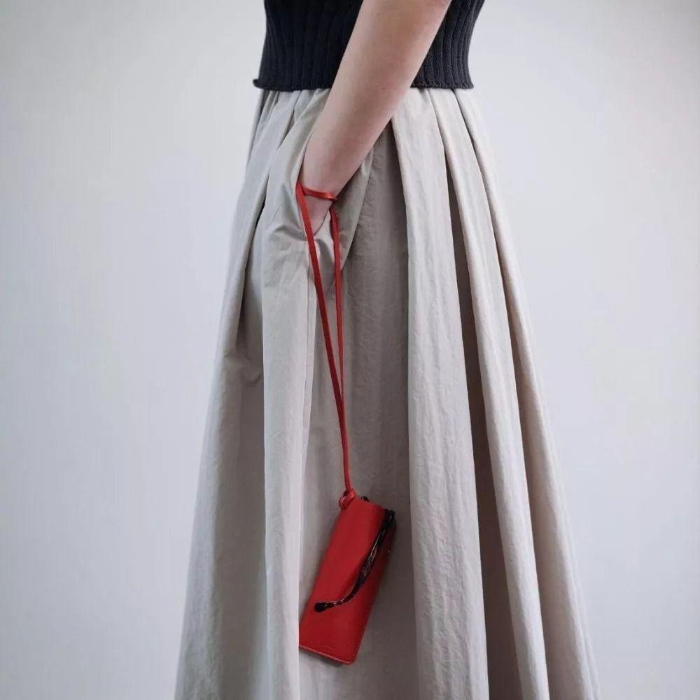 Hanging Neck Outdoor Glasses Storage Bag PU Leather Women Eyeglass Cover Sunglasses Storage Clip