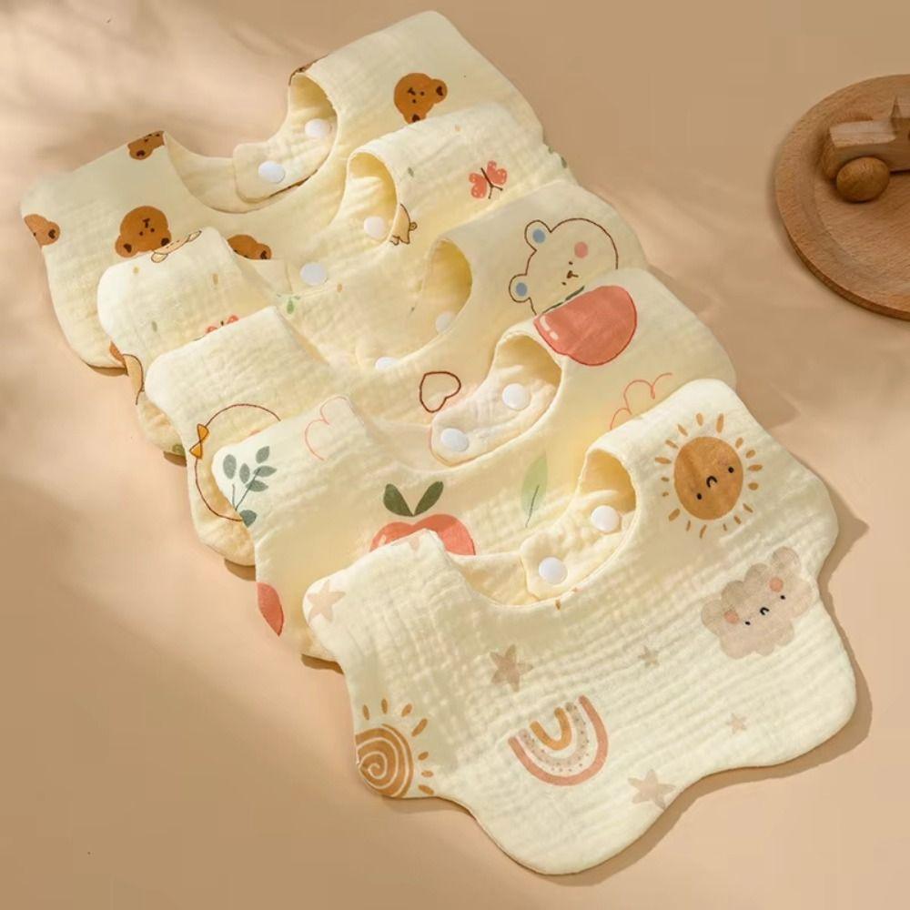 Soft Cotton Baby Bib 6 Layer Feeding Bib Adjustable Kids Saliva Towel Newborn