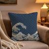 Japanese Waves Anime Cushion Cover Soft Plush Cushion Cover Double Print And Invisible Zipper For Sofa Home Car Use