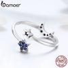 BAMOER Real 925 Sterling Silver Sparkling Blue Moon Star Clear CZ Finger Rings for Women Wedding