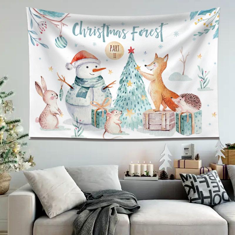 Амазонка Снеговик Рождественский висячий тканевый фон для украшения дома и вечеринки Рождественский гобелен