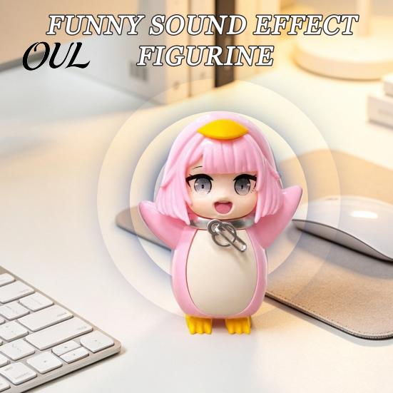 Niche Novelty Collectible Item Little Penguin Voice Recorder Toy, 10cm Recordable Cosplay Figure, Compact Home Display Statue Anime Desk Model