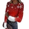 Женская и зимняя футболка с тонким низом, модная повседневная футболка с рождественским принтом и круглым вырезом, длинный рукав