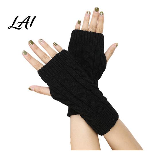 Thumb Hole Wrist Warmers Women Ribbed Arm Warmers Stretchy Cable Knitted Fingerless Gloves Lightweight Warm Sleeves Soft Mitten Half Finger