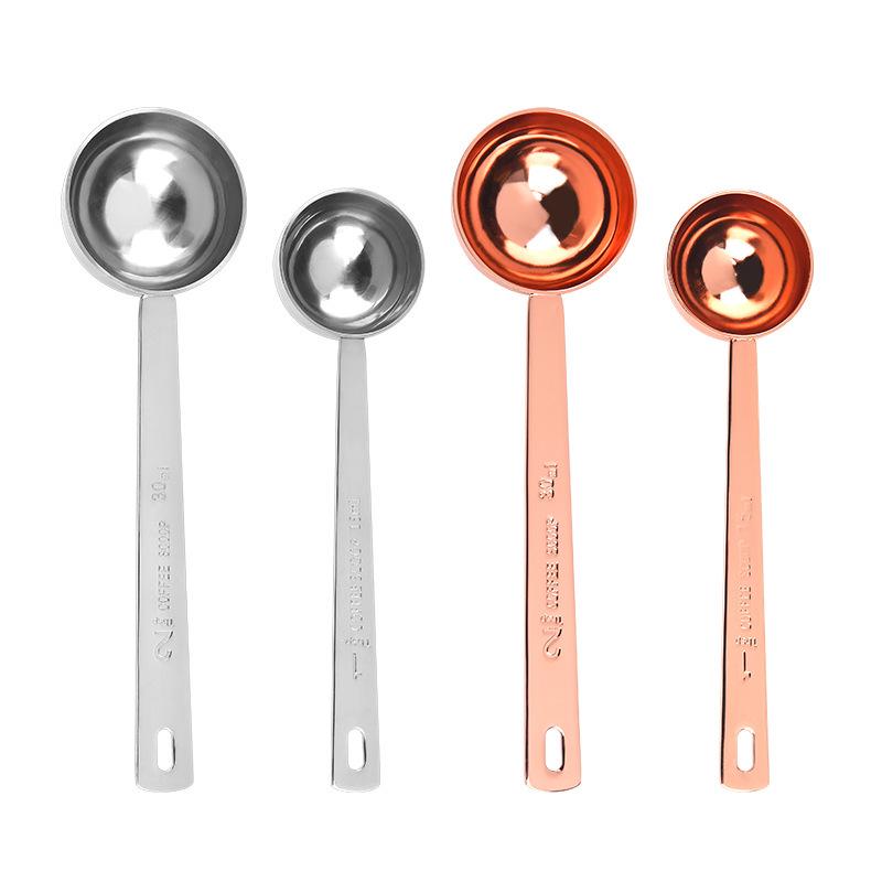 Stainless Steel Long Handle Measuring Spoon Set: 30ml Coffee, 15ml Milk/Fruit Powder - Perfect Baking Tool