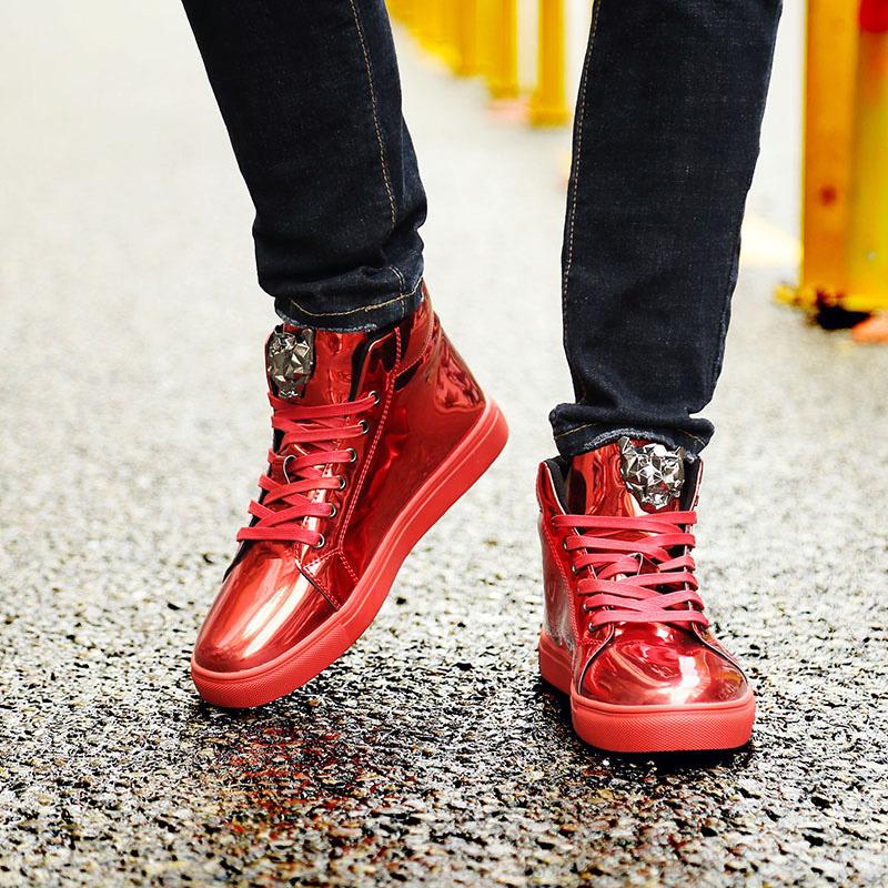 Модные осенние мужские кроссовки, уличные повседневные блестящие мужские дизайнерские туфли, роскошные блестящие синие высокие кроссовки для мужчин, большой размер 47