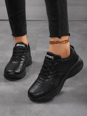 Модная обувь Женская Тренд Осень Повседневная Нескользящая ПУ Мягкая Легкая Дышащая Плоская Платформа Белая Черная Женские Кроссовки Женские Кроссовки