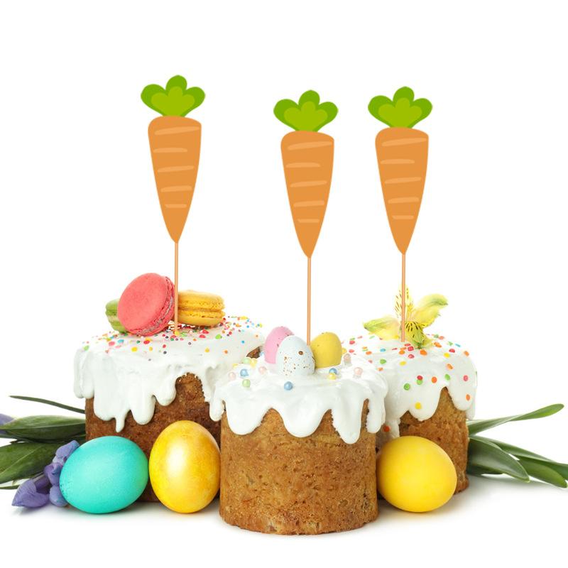 12pcs/set Birthday Party Cupcake Topper Rabbit Party Cake Sign Carrot Decor Easter Day Rabbits Bunny Decor Kids Gift