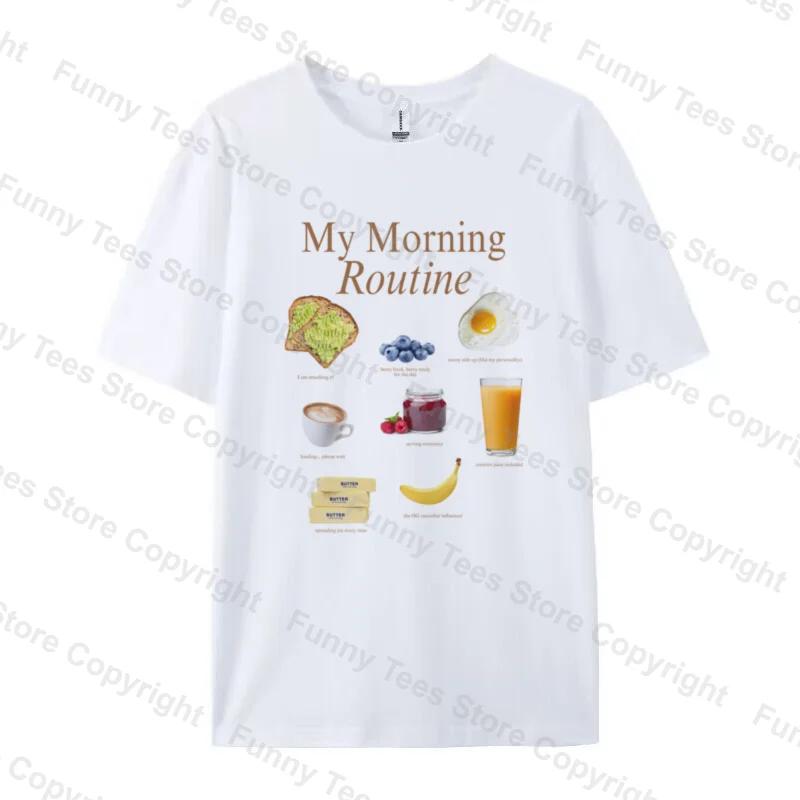 Y2k Aesthetic Breakfast TShirts for Unisex 2026 Summer Oversized Cotton Graphic Tees Cute Foodie Shirt Unisex Fashion Streetwear
